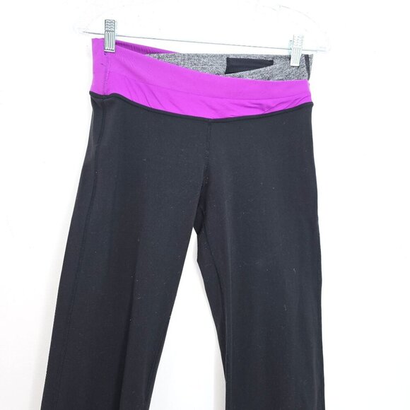 Lululemon Astro Pant Wide Leg Leggings Criss Cross Black Purple Waist 28" - Picture 5 of 7